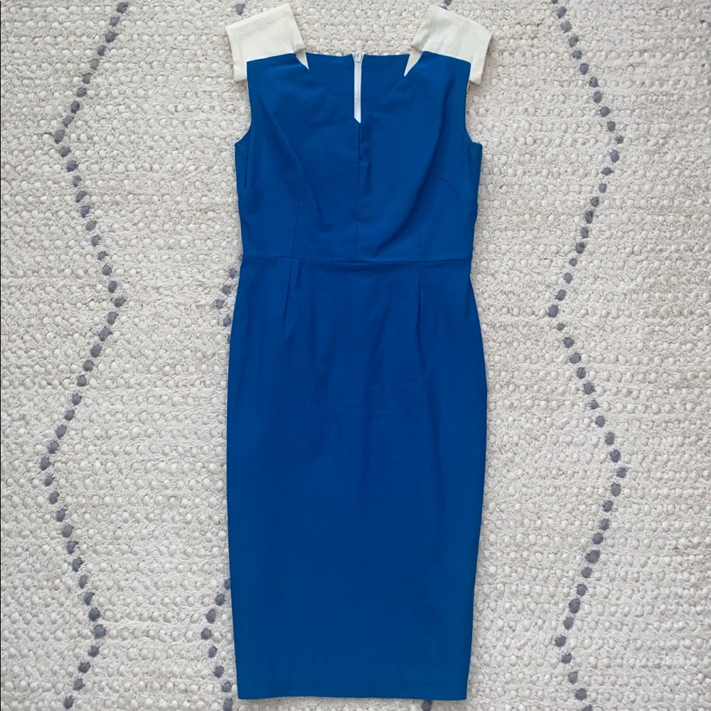 Blue, Form fitting sheath dress